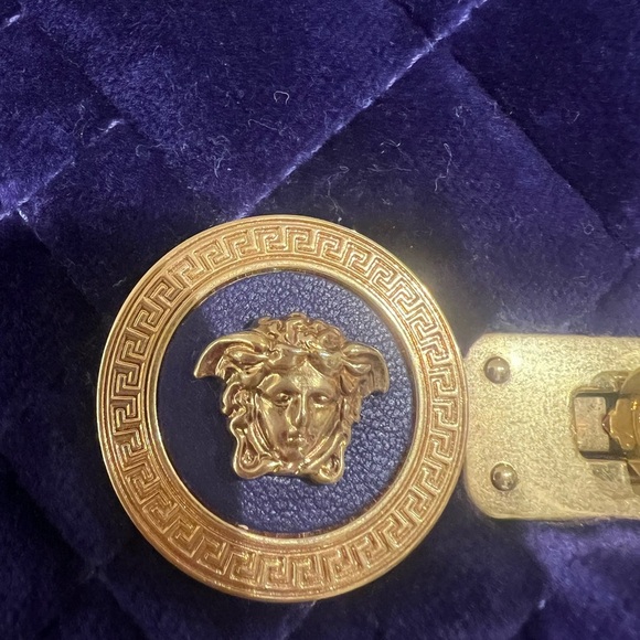 Versace Purple Quilted Velvet Chain Crossbody Bag